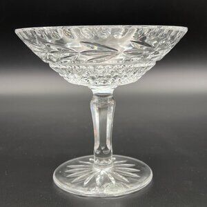 Vintage Galway Crystal Champagne Coupe Glass With Etched Design & Starburst Base
